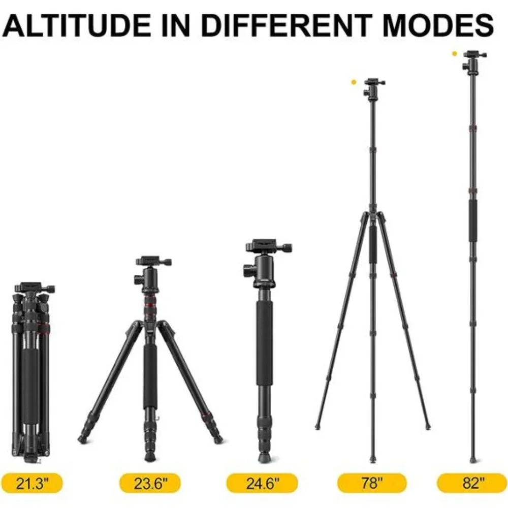 78-Inch Camera Tripod with 360° Ball Head - Aluminum (20lbs Load, Includes Bag)